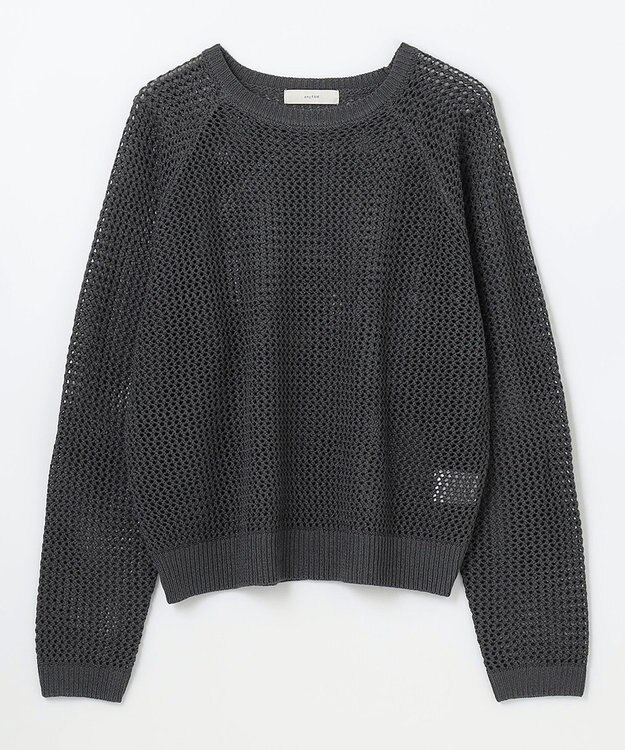 ANY L 【洗濯機可】ラメニットメッシュプルオーバー チャコール