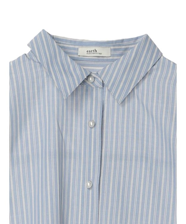 earth music&ecology パールボタンオーバーシャツ Sax