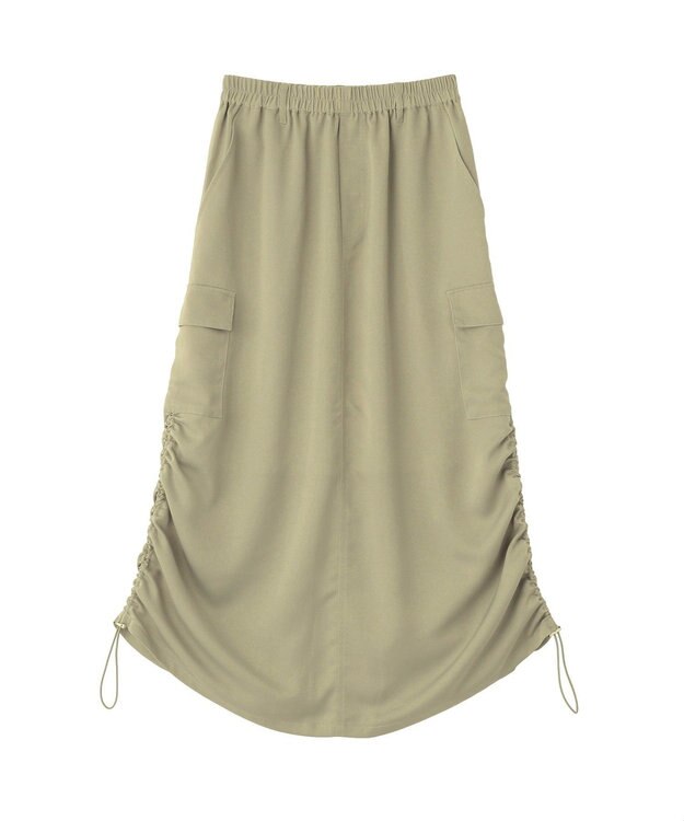 Green Parks サテンカーゴスカート Khaki