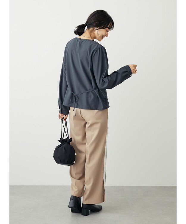 Green Parks レイヤード風ビスチェブラウス Charcoal Gray