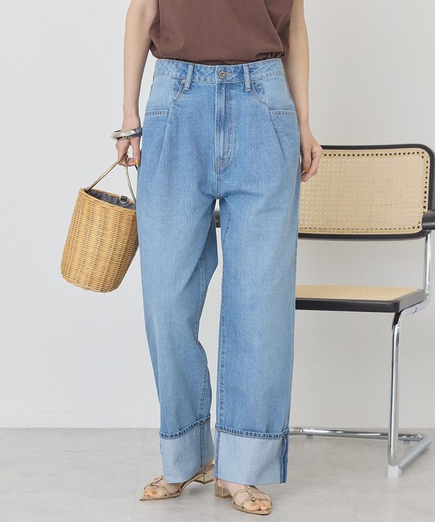 AMERICAN HOLIC ミドルオンスロールアップデニムパンツ Light Indigo
