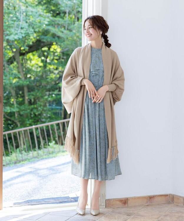 Tiaclasse 【洗える】ストール風カーディガン グレージュ