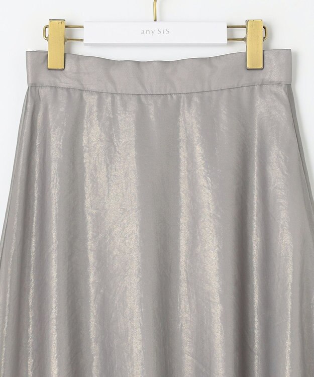 ANY SIS 箔ヴィンテージライクシフォン スカート ライトグレー