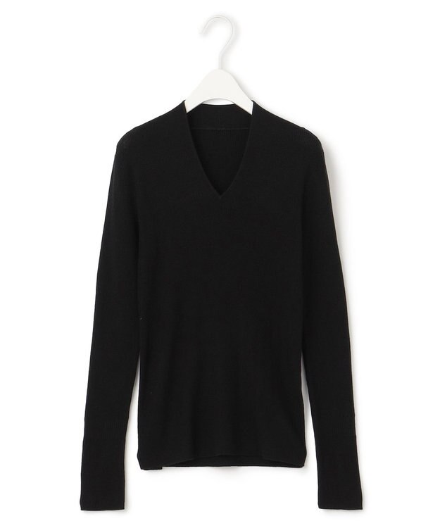 ICB 【洗える】エクストラファインメリノ Vネックプルオーバー ブラック系