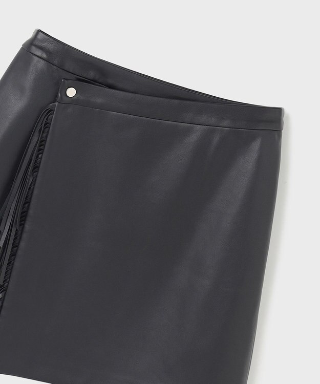 GRACE CONTINENTAL フリンジミニスカート ブラック