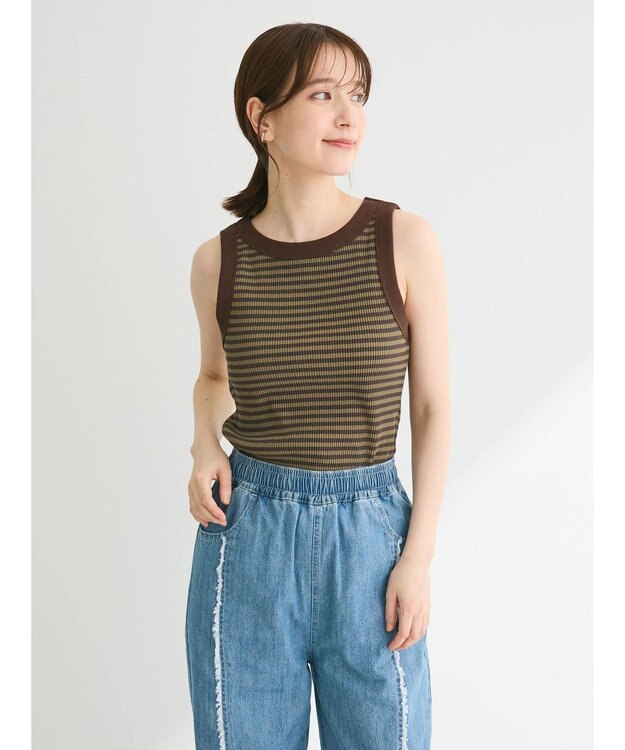 Green Parks ・ＳＵＧＡＲ　ＳＰＯＯＮ　ボーダーアメスリタンクトップ Khaki