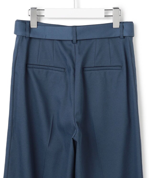 ICB L 【裏起毛】 ウォームサテン ワイドストレートパンツ ブルーグレー系