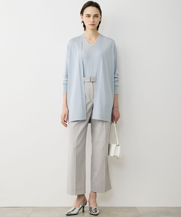 ICB L 【先行予約】 シンセティックハイゲージ ロングカーディガン サックスグレー