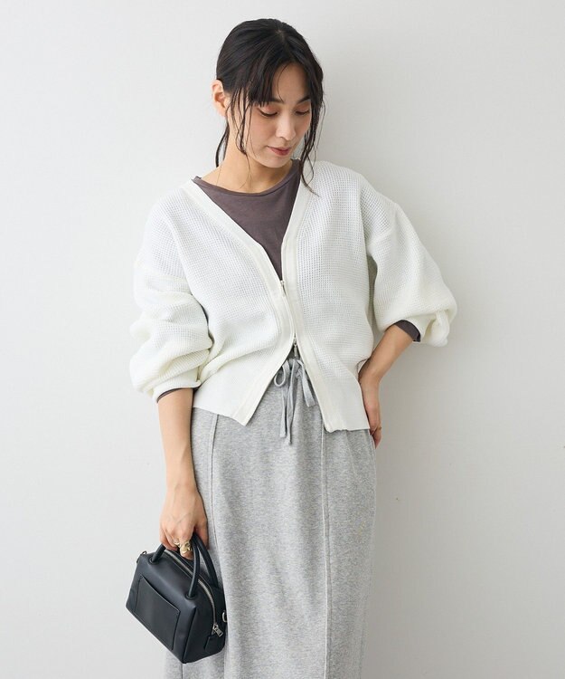 CRAFT STANDARD BOUTIQUE ワッフルニットジップカーディガン White