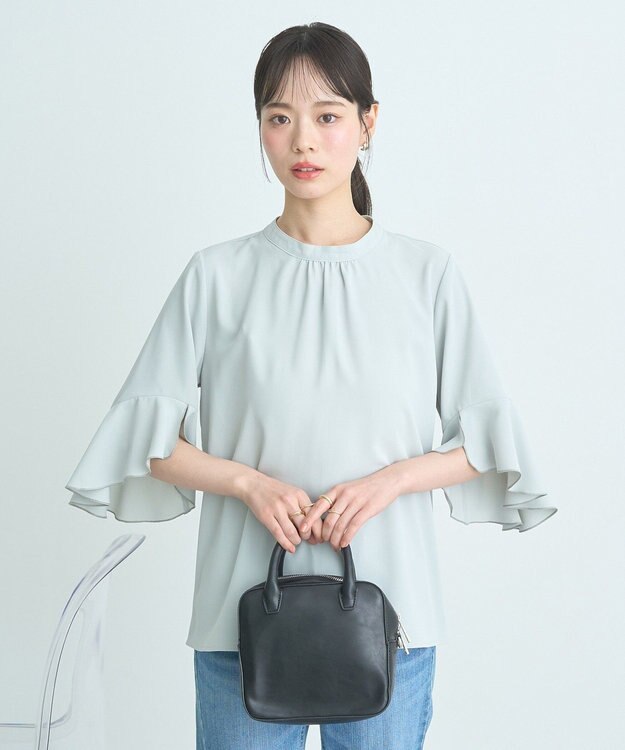 earth music&ecology フリル７分袖ブラウス Mint