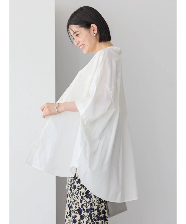 AMERICAN HOLIC 接触冷感＋ＵＶカットＷポケットＢＩＧシャツチュニック Off White