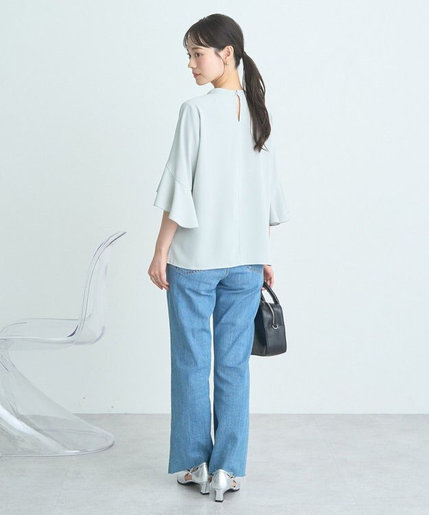 earth music&ecology フリル７分袖ブラウス Mint