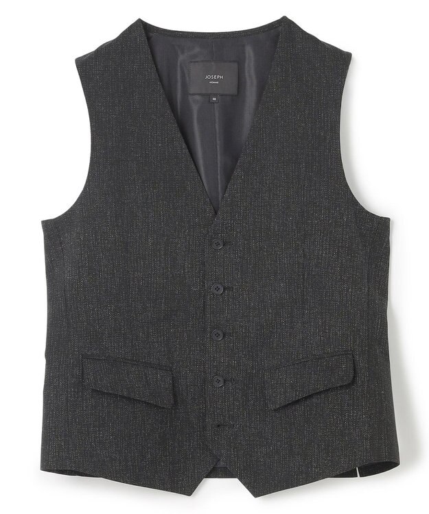 JOSEPH HOMME 新柄【洗える/ストレッチ/シワになりにくい/セットアップ対応可】クールドッツストレッチ ジレ ブラック系