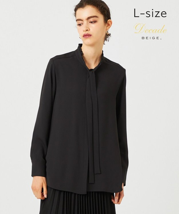 BEIGE， 【L-size】EVA / ボウタイロングスリーブ ブラウス Black