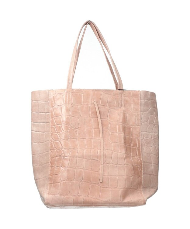 INTER-CHAUSSURES 【ANDREA CARDONE ITALI】ファスナー付き型押しレザートートバッグ ピンク型押