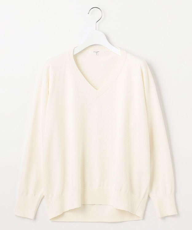 23区 【SLOW/一部店舗限定】コットンシルク Vネック ニット アイボリー系
