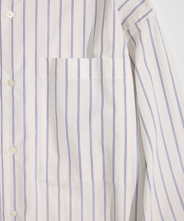 LENO BAND COLLAR SHIRTS 《UNISEX》 バンドカラーシャツ WHITE STRIPE