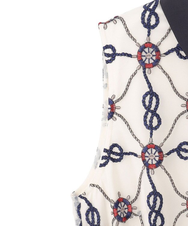 GRACE CONTINENTAL マリン刺繍チュールワンピース ホワイト