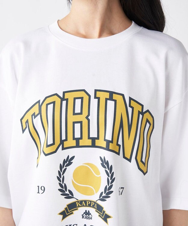 OP／FILA 【Kappa】ルーズフィット テニスグラフィックTシャツ ホワイト