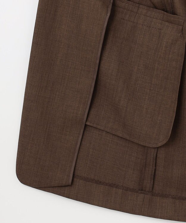 自由区 【接触冷感・速乾・UVカット・撥水・防シワ】リネンライクツイル ミドル丈ジレ ダークブラウン系