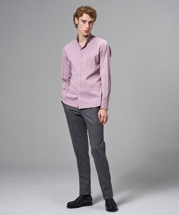 JOSEPH HOMME 新柄【オリジナル素材】ラティスジャガードストレッチ　ウィングカラーシャツ ピンク系