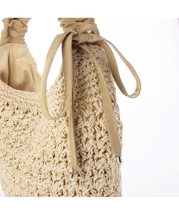 UNBILLION カシュカシュ cachecache / ドロストギャザーハンドル柄編2wayトート ベージュ