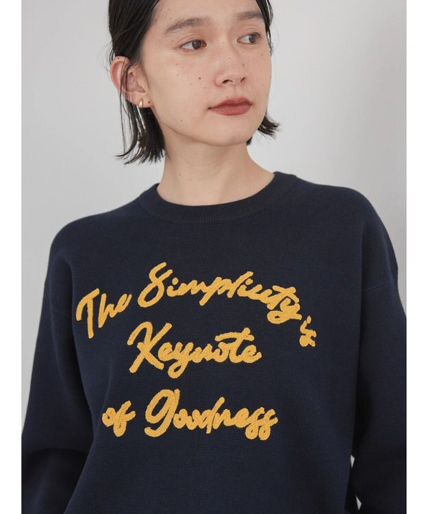 AMERICAN HOLIC サガラ刺繍ミラノリブニットプルオーバー Navy