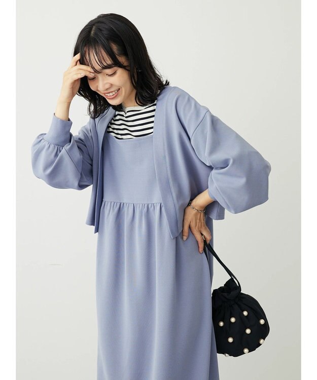 Green Parks ＳＥＴ２点　カーディガン＋ワンピース Sax