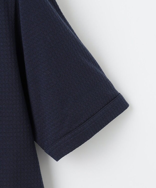 JOSEPH ABBOUD 【吸水速乾/上質感】千鳥サッカーポロシャツ ネイビー系