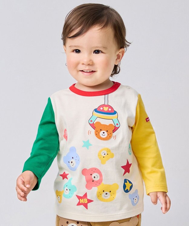 MIKI HOUSE HOT BISCUITS UFOキャッチャー ビーンズワッペン長袖Tシャツ マルチカラー