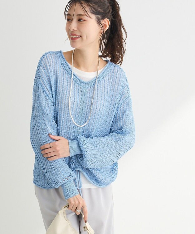 Green Parks ＳＥＴ２点２ｗａｙシャーリングニット＋インナー Sax