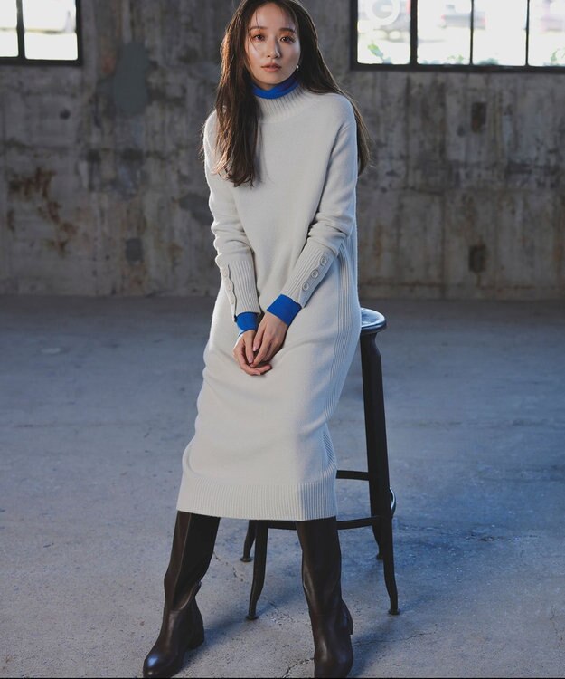ICB 【WEB限定カラーあり・洗える】 ソフトカシミヤミックス ハイネックワンピース トープ系