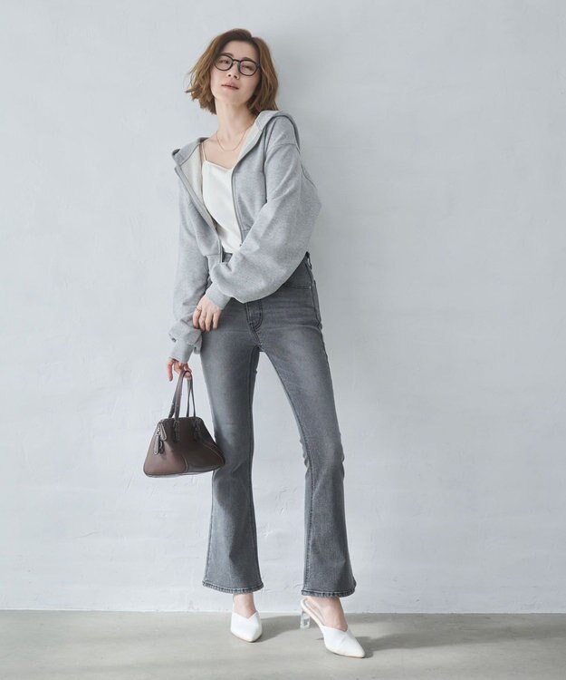 WEGO 【美脚パンツ】ストレッチフレアデニムパンツ デニムブラックソノタ