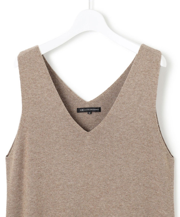 23区 L 【洗える】レイヤードニットツイン ワンピース ブラウン系