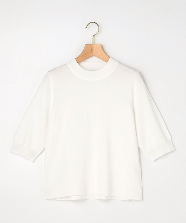 組曲 L 【先行予約】マイラックカラー 6分袖 ニット ホワイト系