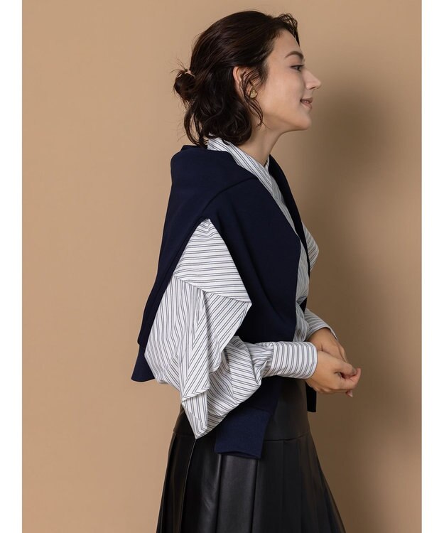 Te chichi 【泉 里香さん着用・Oggi.jp10/23掲載】ラッフルスリーブシャツ グレー