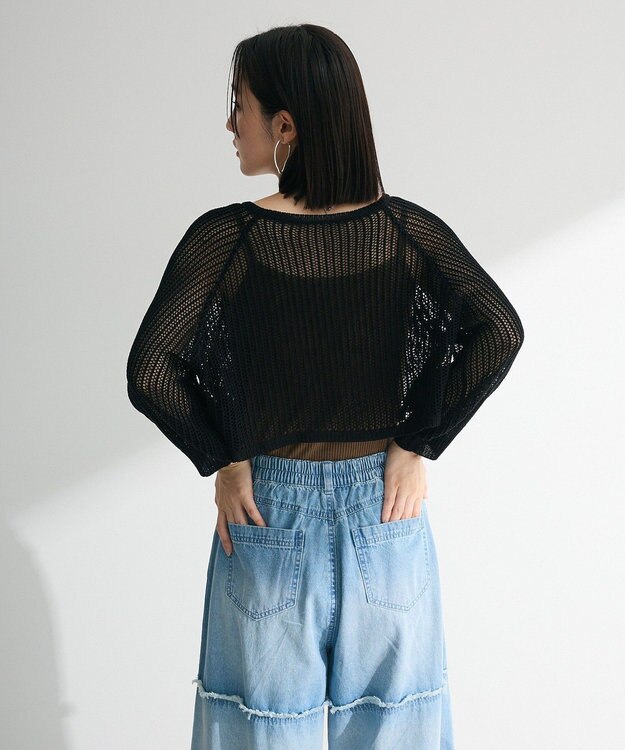 Green Parks ・ＥＬＥＮＣＡＲＥ　ＤＵＥ　２ｗａｙメッシュカーディガ Black