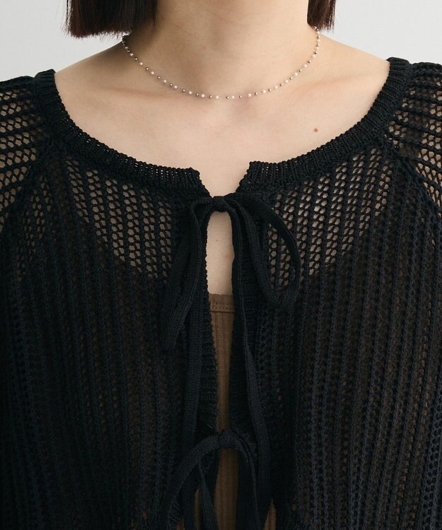 Green Parks ・ＥＬＥＮＣＡＲＥ　ＤＵＥ　２ｗａｙメッシュカーディガ Black