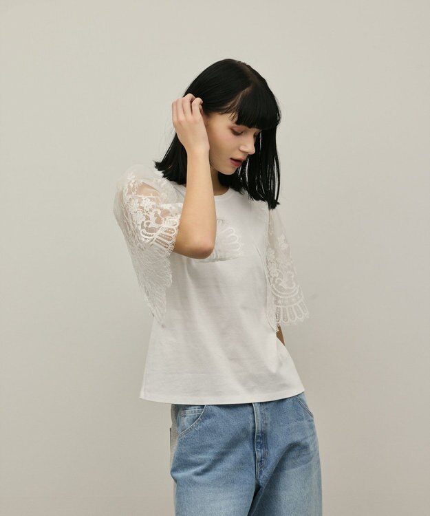 GRACE CONTINENTAL レースフレアカットトップ ホワイト