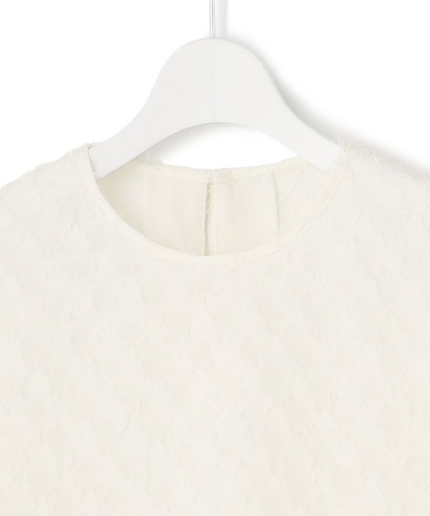 23区 L 【洗える】シアーカットジャカード ブラウス アイボリー系