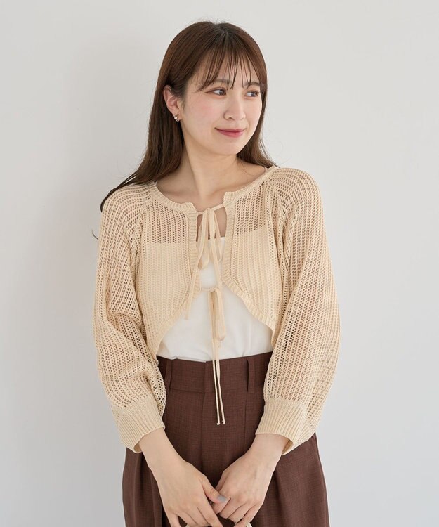 Green Parks ・ＥＬＥＮＣＡＲＥ　ＤＵＥ　２ｗａｙメッシュカーディガ Beige