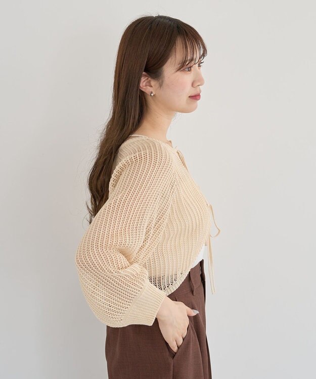 Green Parks ・ＥＬＥＮＣＡＲＥ　ＤＵＥ　２ｗａｙメッシュカーディガ Beige
