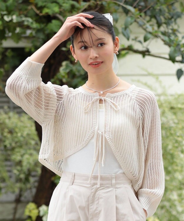 Green Parks ・ＥＬＥＮＣＡＲＥ　ＤＵＥ　２ｗａｙメッシュカーディガ Off White