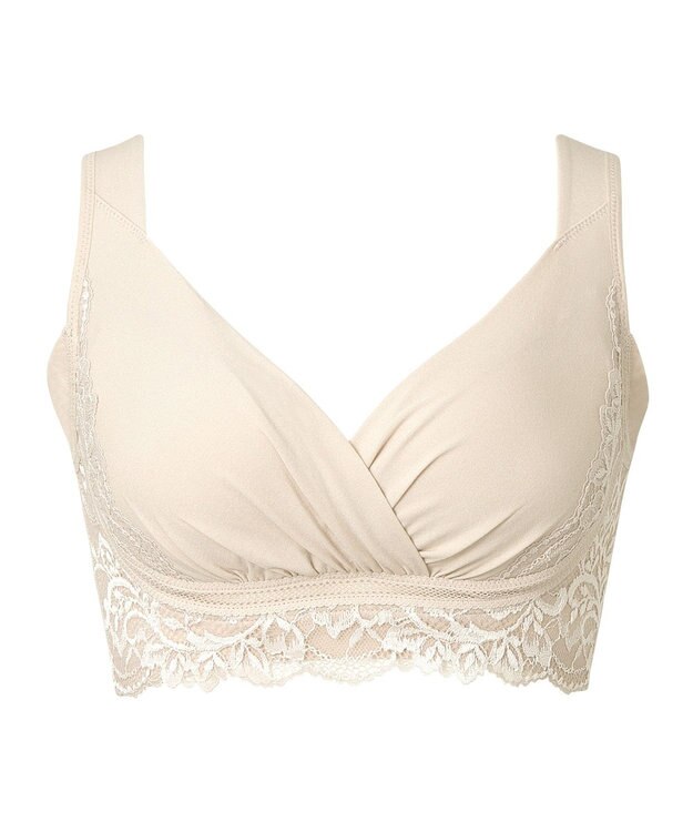 BRADELIS New York 【BRADELIS NewYork peace】綿混キャッチャーカップレースブラ25  ノンワイヤー 補正下着 補整 谷間メイク バターミルク