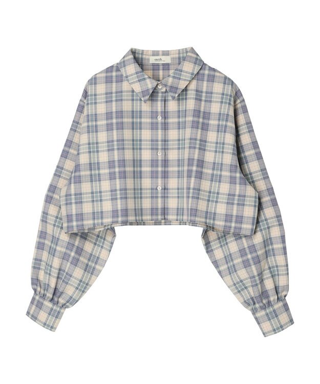 earth music&ecology ＣＨＥＣＫショートシャツジャケット Check Blue