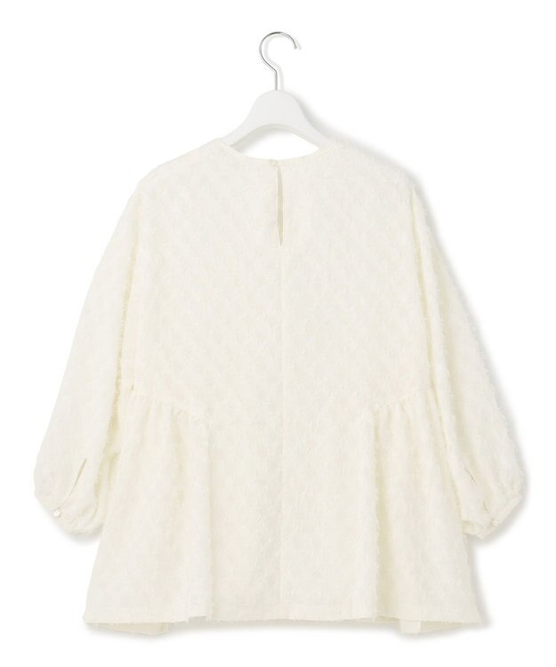 23区 L 【洗える】シアーカットジャカード ブラウス アイボリー系