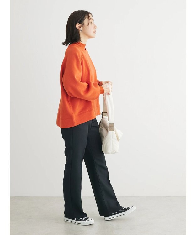 Green Parks 裏起毛ニットリブドッキングプルオーバー Orange