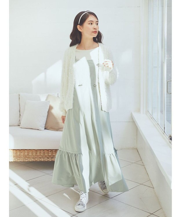 earth music&ecology ふさふさショートカーディガン Ivory