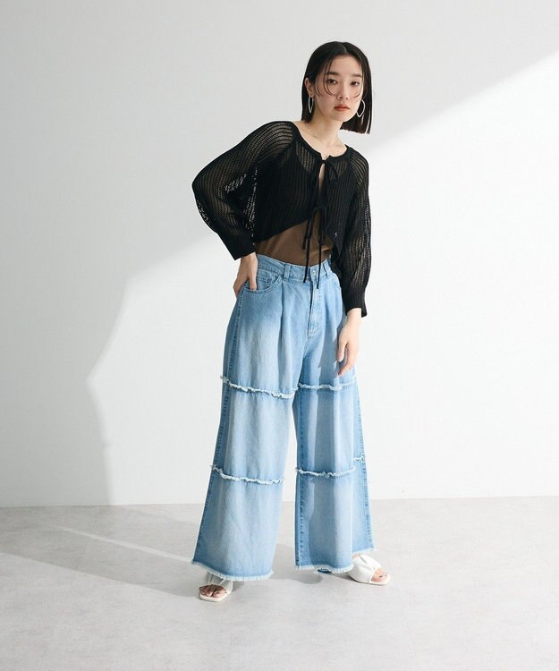 Green Parks ・ＥＬＥＮＣＡＲＥ　ＤＵＥ　２ｗａｙメッシュカーディガ Black