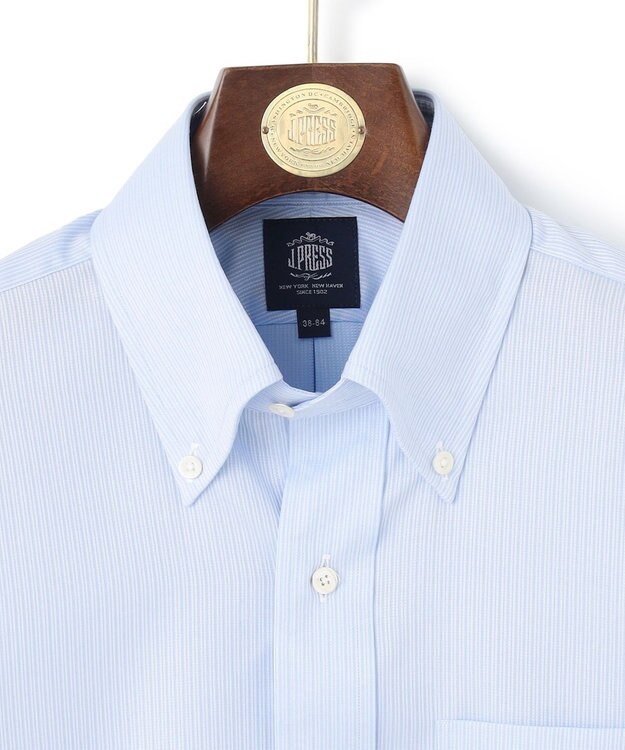 J.PRESS MEN 【PREMIUM PLEATS / 形態安定】スーピマコットンマイクロストライプ シャツ/B.D. サックスブルー系1